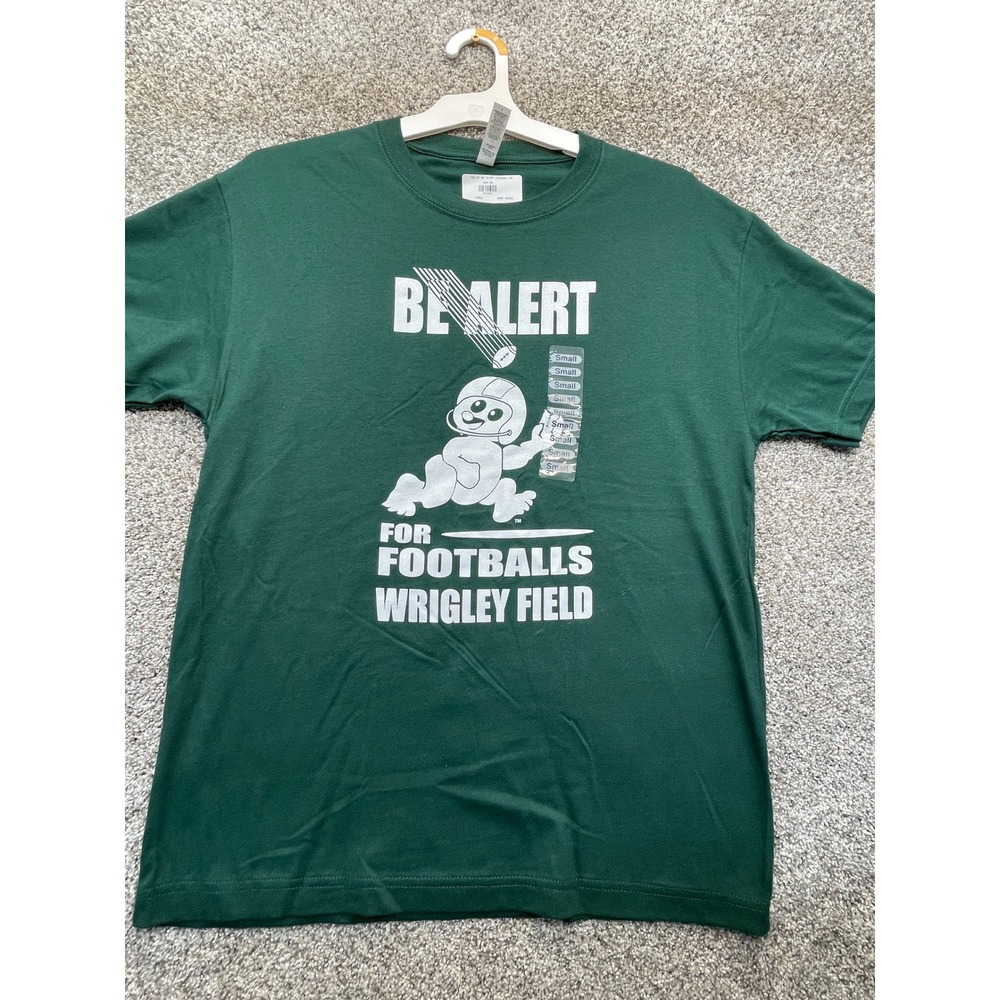 Be Alert For Footballs Wrigley Field T-Shirt Mens S Green NEW Bella+Canvas